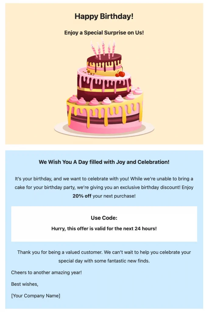 Birthday Email with Discount Code